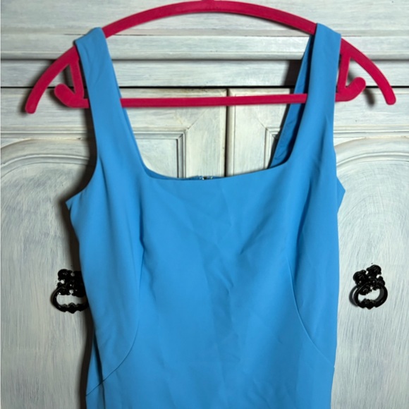 Ann Taylor Sky Blue Square Neck Drop Waist Cocktail Dress Wedding Guest Preppy - Picture 5 of 8